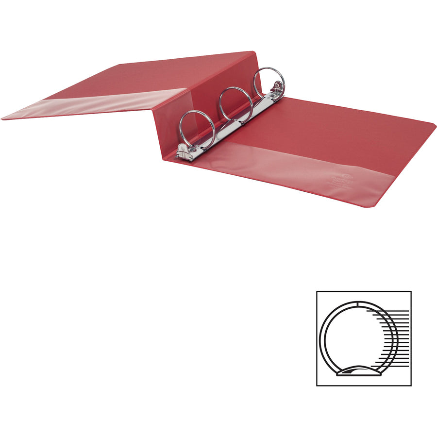 Business Source Basic Round Ring Binders - 2" Binder Capacity - Letter - 8 1/2" x 11" Sheet Size - Fastener(s): Round Ring - Vinyl - Red - 1.52 lb - 1 Each