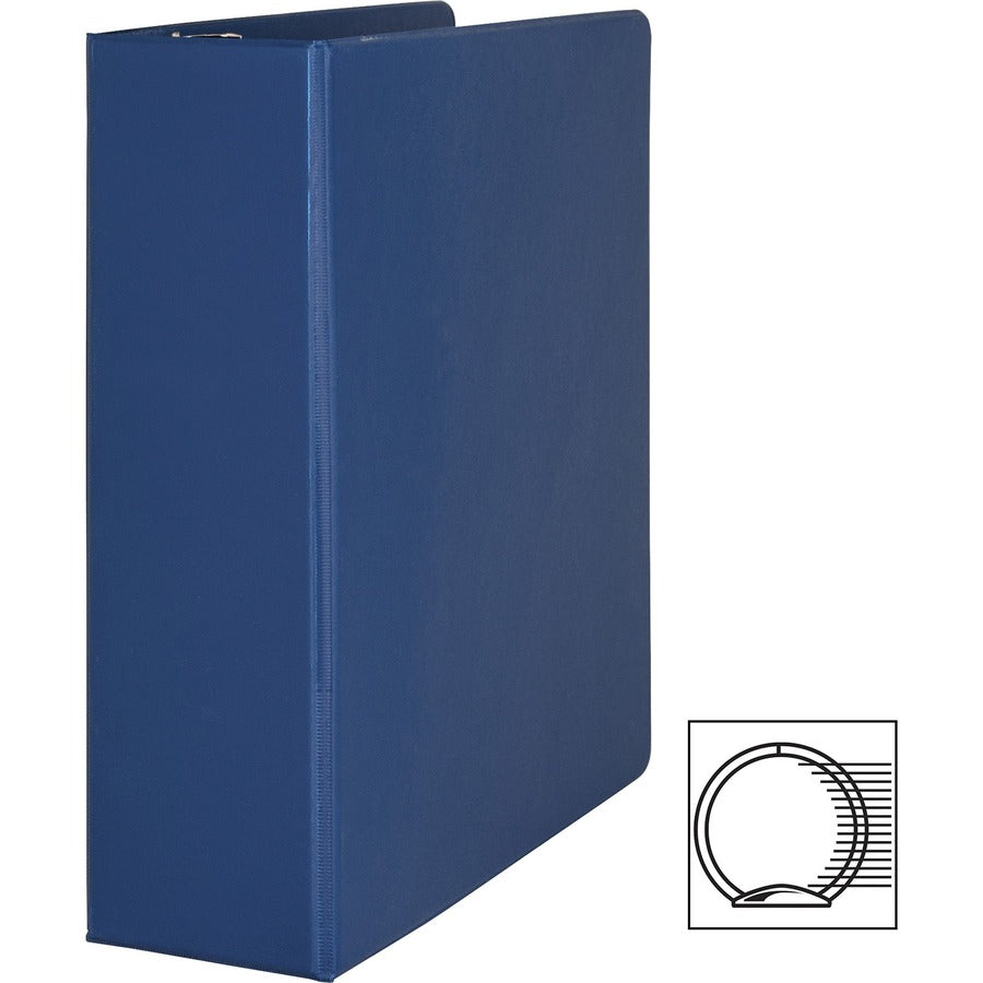 Business Source Basic Round Ring Binders - 3" Binder Capacity - Letter - 8 1/2" x 11" Sheet Size - Fastener(s): Round Ring - Vinyl - Dark Blue - 1.68 lb - 1 Each