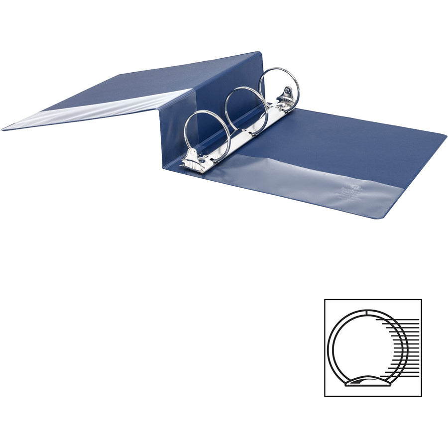 Business Source Basic Round Ring Binders - 3" Binder Capacity - Letter - 8 1/2" x 11" Sheet Size - Fastener(s): Round Ring - Vinyl - Dark Blue - 1.68 lb - 1 Each