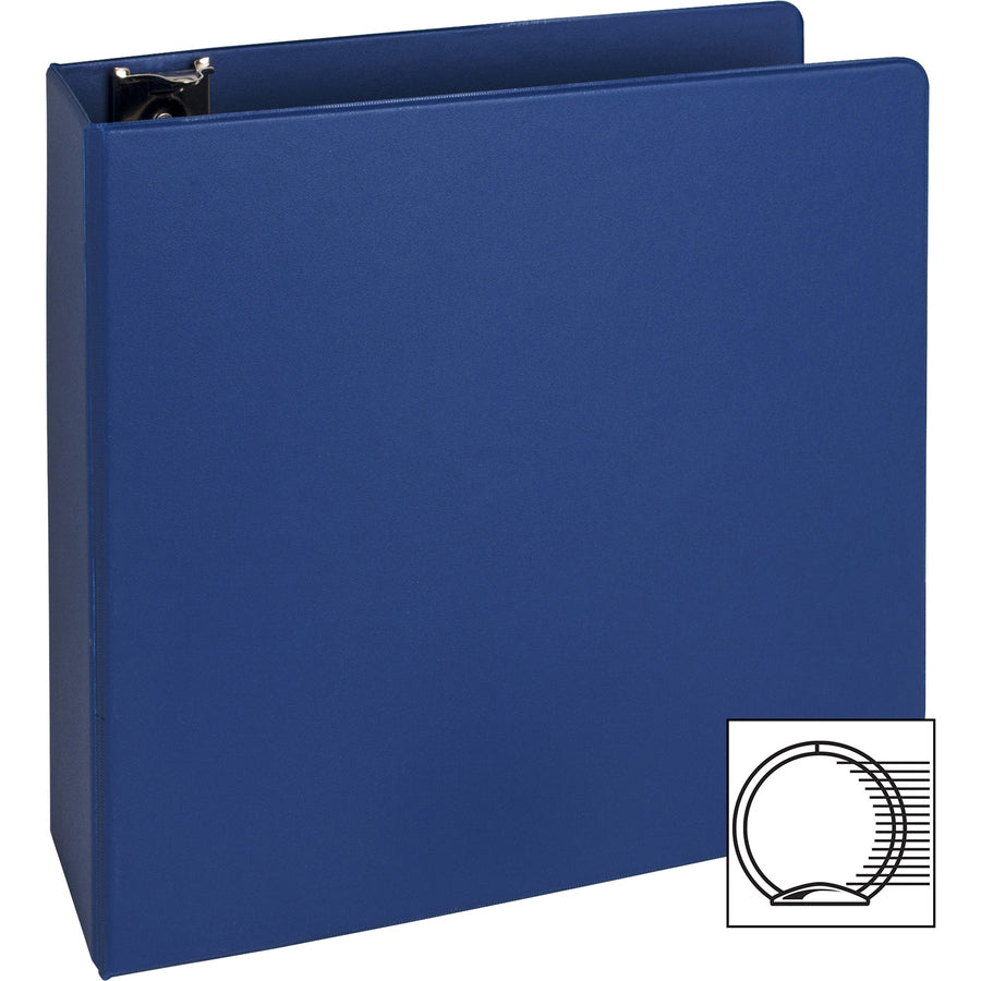 Business Source Basic Round Ring Binders - 3" Binder Capacity - Letter - 8 1/2" x 11" Sheet Size - Fastener(s): Round Ring - Vinyl - Dark Blue - 1.68 lb - 1 Each