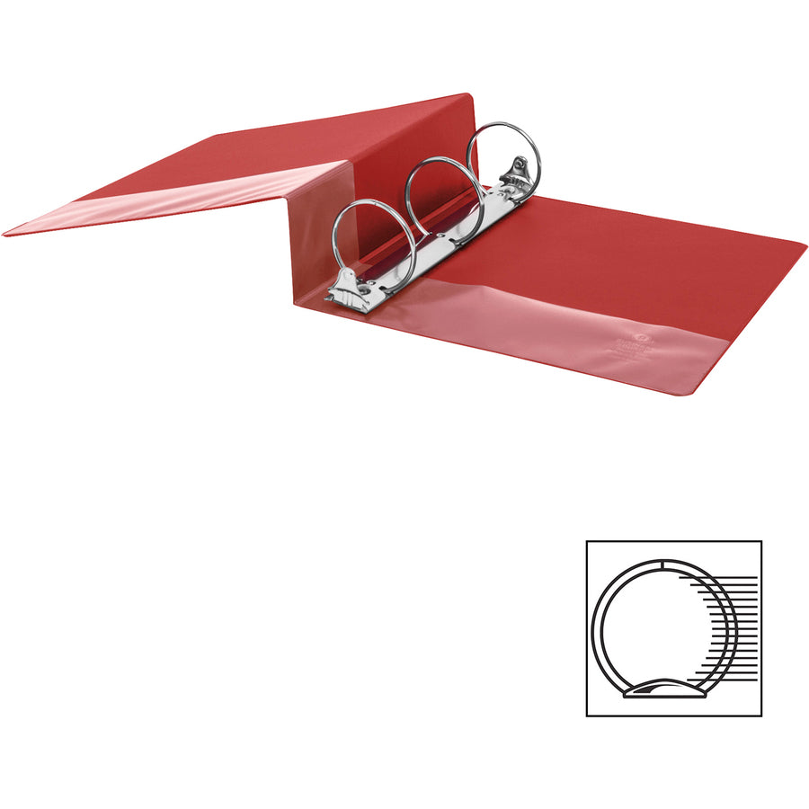 Business Source Basic Round Ring Binders - 3" Binder Capacity - Letter - 8 1/2" x 11" Sheet Size - Fastener(s): Round Ring - Vinyl - Red - 1.68 lb - 1 Each