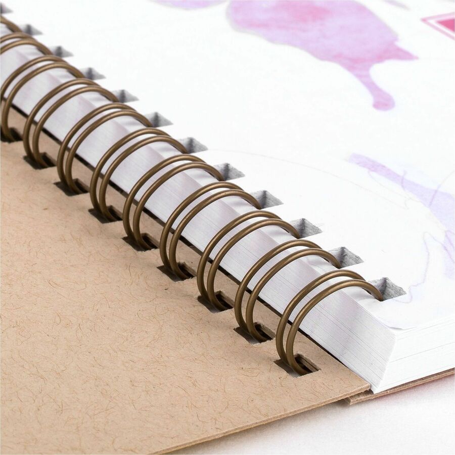 Julian Dates - Weekly, Monthly - 12 Month - January 2026 to December 2026 - 1 Week, 1 Month Double Page Layout - 8 1/2" x 11" Sheet Size - Beige Sheet - Wire Bound - 11" Height - Pocket, Watercolor Theme - 1 Each