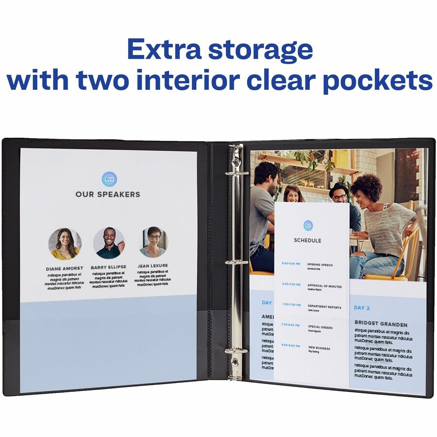 Avery Durable Binder, 1/2" Capacity, Letter Size, 135 Sheet, Slant Ring, 2 Pockets, Polypropylene, Blue/Maroon, Recycled, 1 Carton