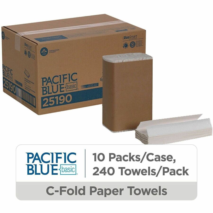 1 Ply - 10.10" Width x 12.70" Length - White - Fiber - 240/Pack - 10 / Carton