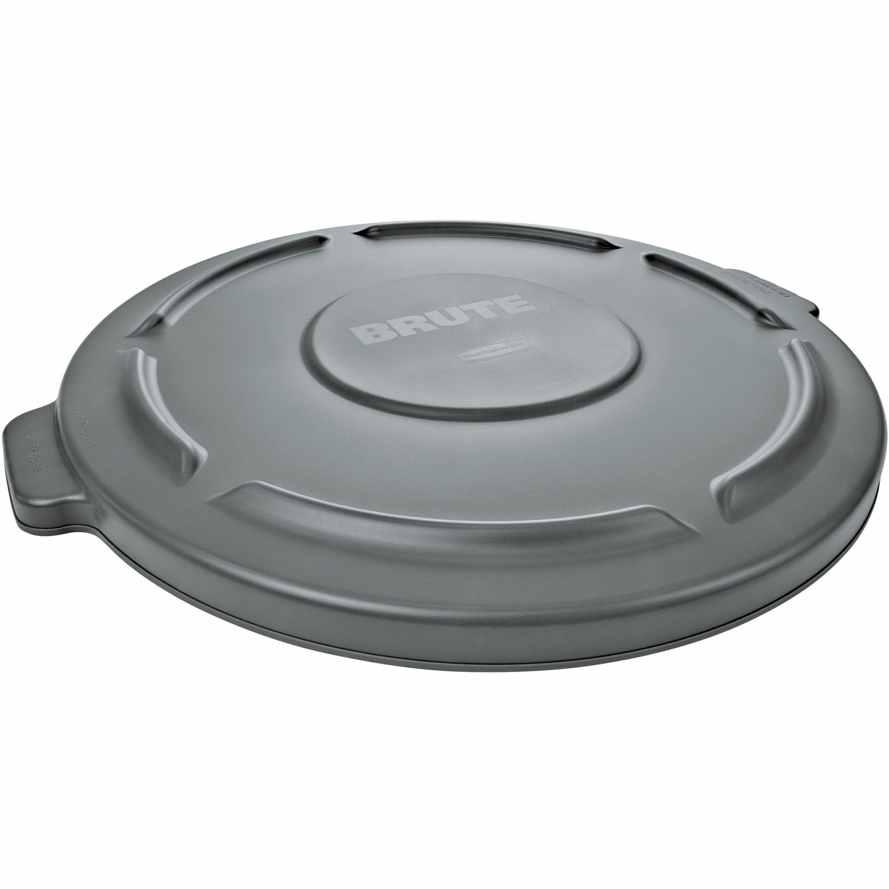 Rubbermaid Commercial Brute 55-Gallon Container Lid - Round - 29.1" Diameter - Plastic, High-density Polyethylene (HDPE) - Gray - 1 Each