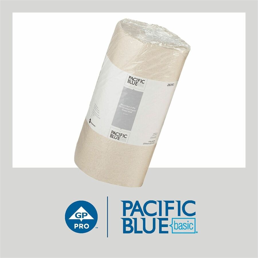 2 Ply - 11" Width x 8.80" Length - 250 Sheets/Roll - Brown - 12 / Carton