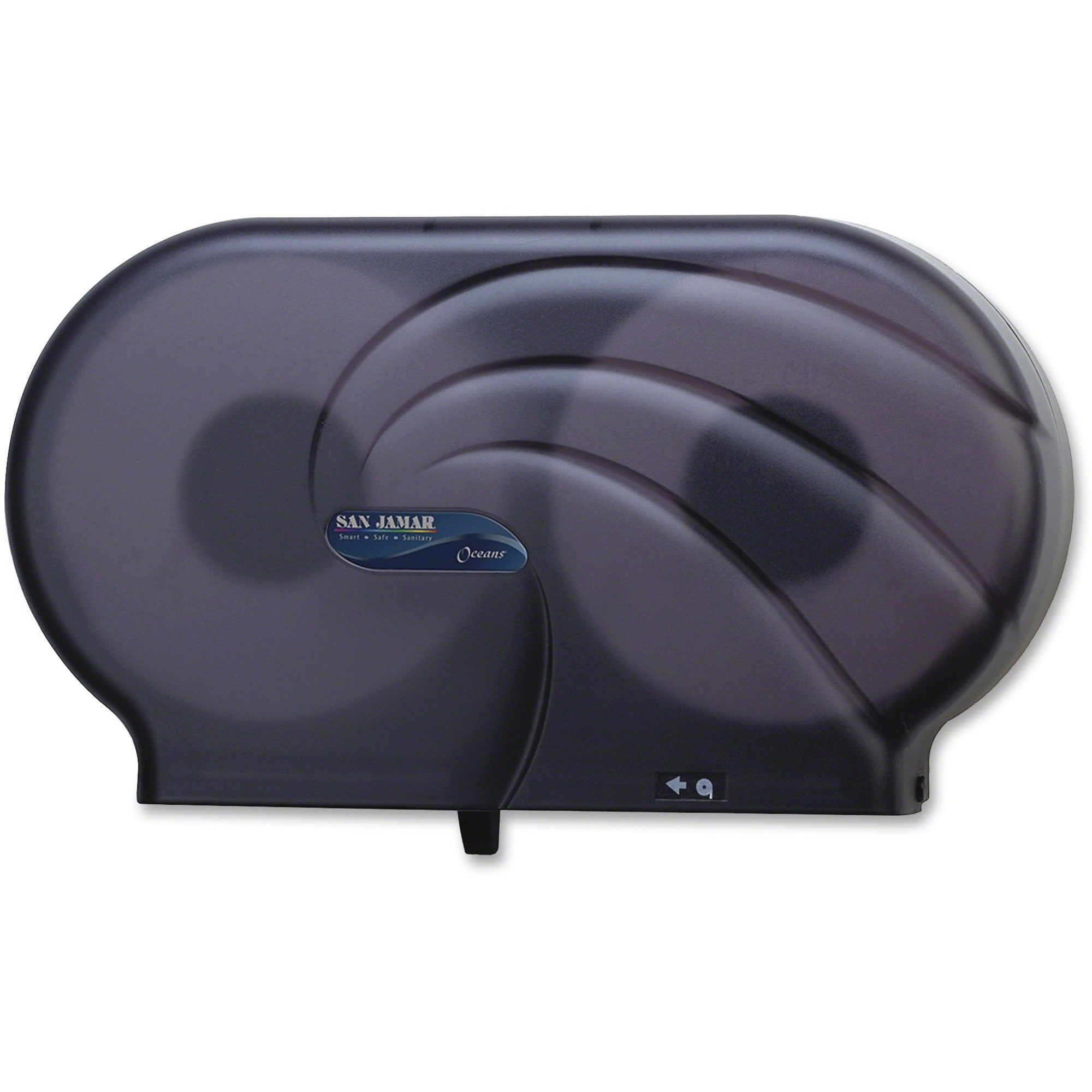 Roll Dispenser - 2 x Roll - 12" Height x 19" Width x 5.3" Depth - Plastic - Pearl Black - Slim, Impact Resistant, Compact - 1 Each