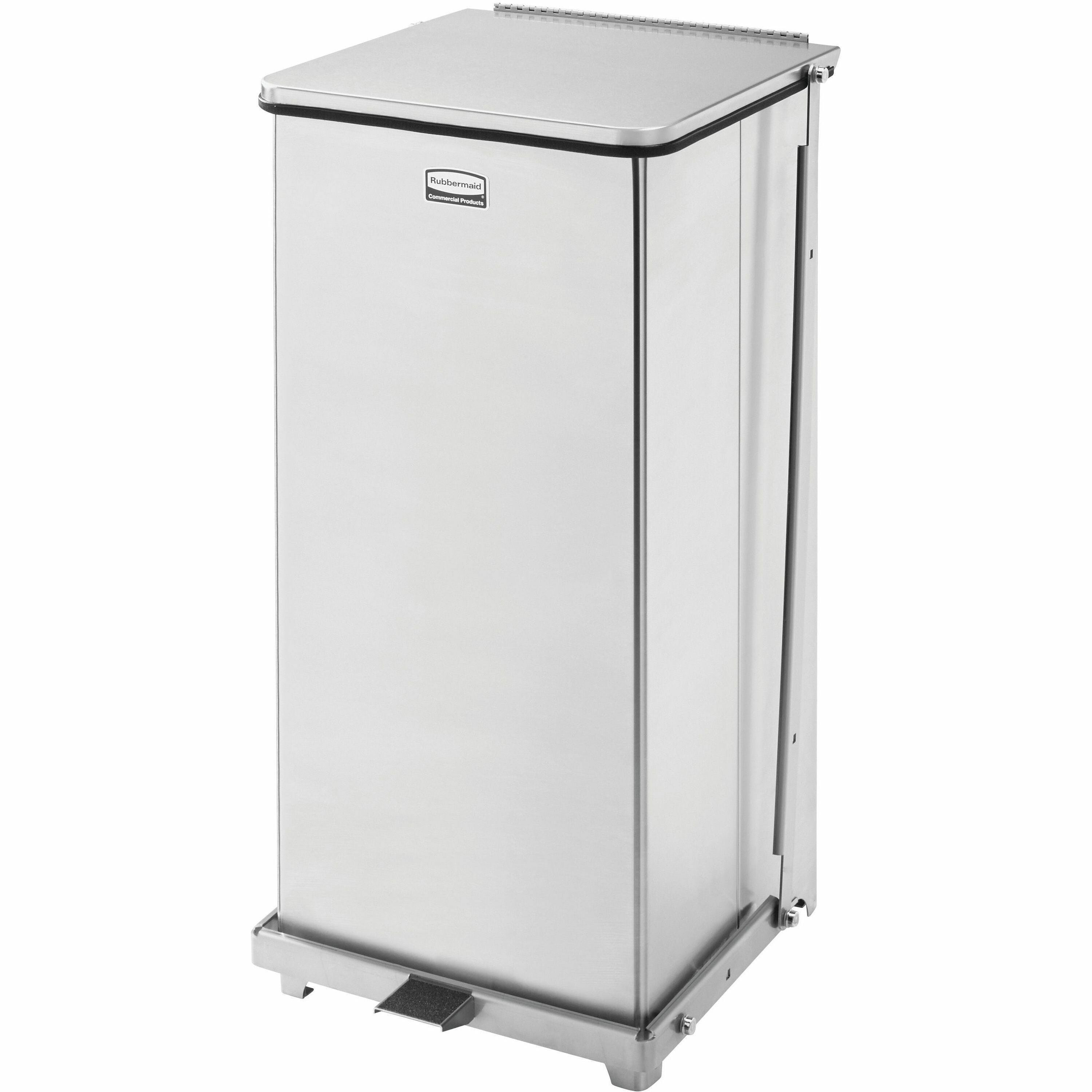 13 gal Capacity - Square - Foot Pedal, Fire-Safe, Leak Proof - 30" Height x 15" Width x 15" Depth - Steel - Stainless Steel - 1 Each