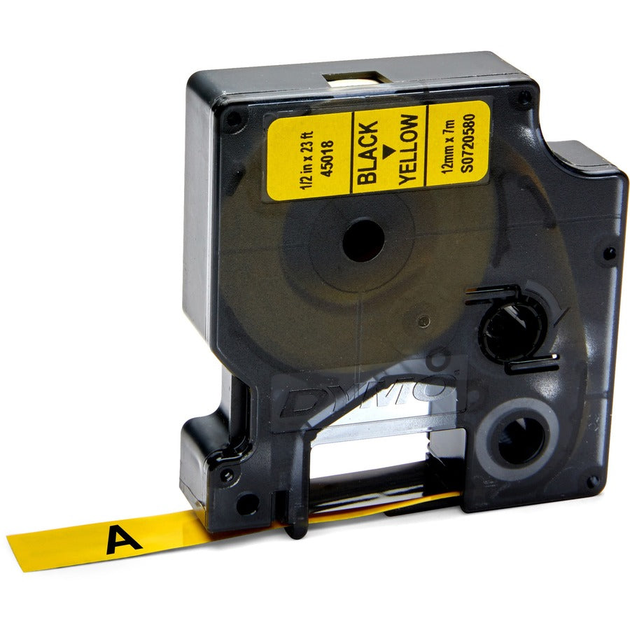 Dymo D1 Electronic Tape Cartridge - 1/2" Width - Thermal Transfer - Yellow - Polyester - 1 Each