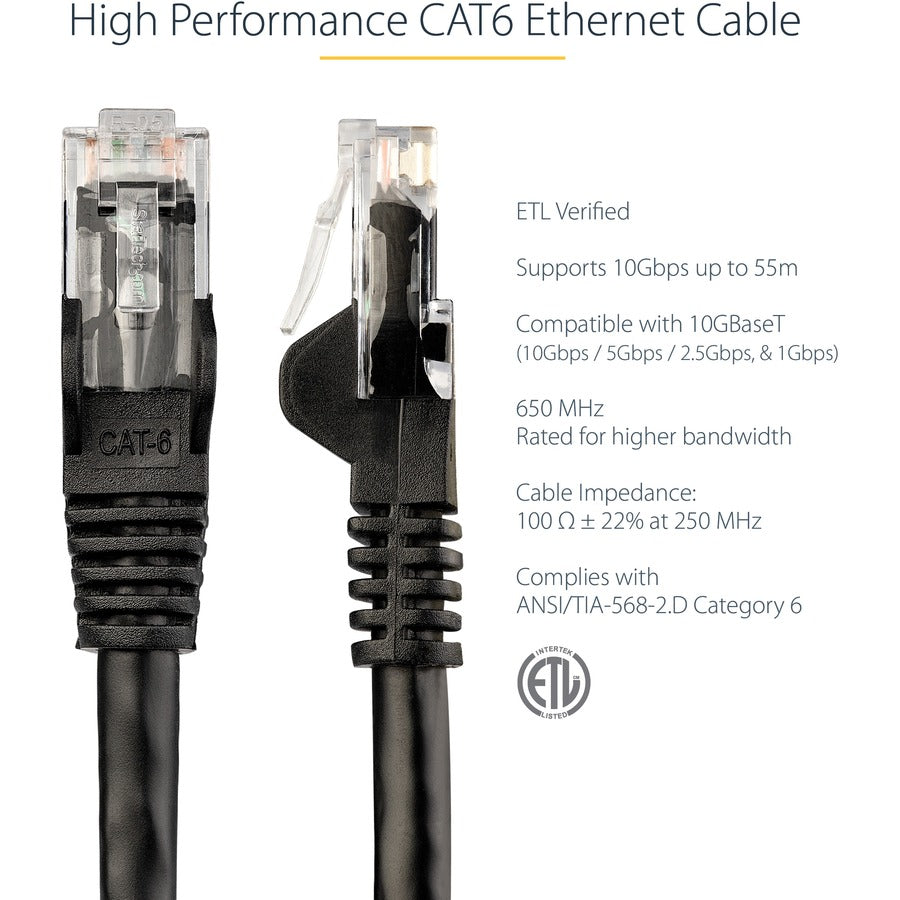 StarTech.com 25 ft Black Snagless Cat6 UTP Patch Cable