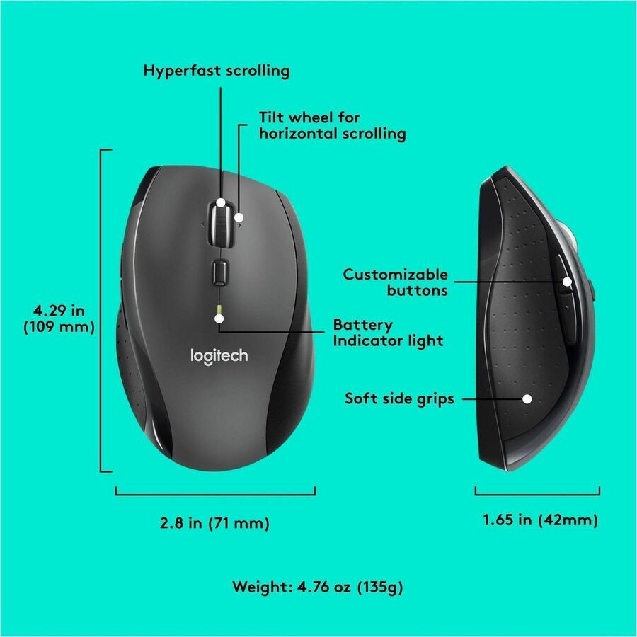 Laser - Wireless - 32.81 ft - 2.40 GHz - Silver - USB - 1000 dpi - Scroll Wheel - 8 Button(s) - Right-handed - 2 x AA Battery Supported - 1 Each