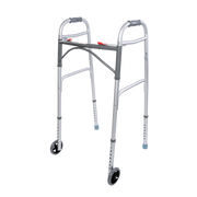 Steel Button Folding Walker with Wheels, Adult, 32"-39", 5" wheels, 1pc/bx, 4bx/cs