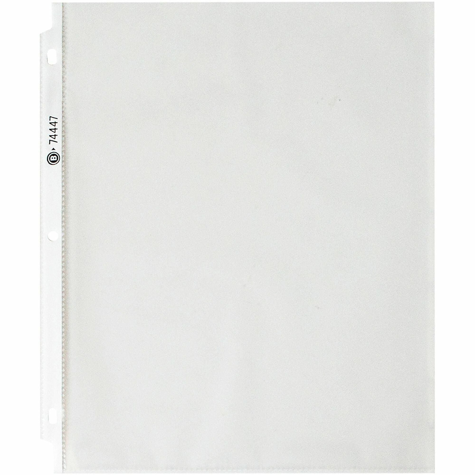 Business Source Economy Weight Sheet Protectors - 11" Height x 9" Width x 2 mil Thickness - For Letter 8 1/2" x 11" Sheet - Ring Binder - Rectangular - Semi Clear - Polypropylene - 100 / Pack
