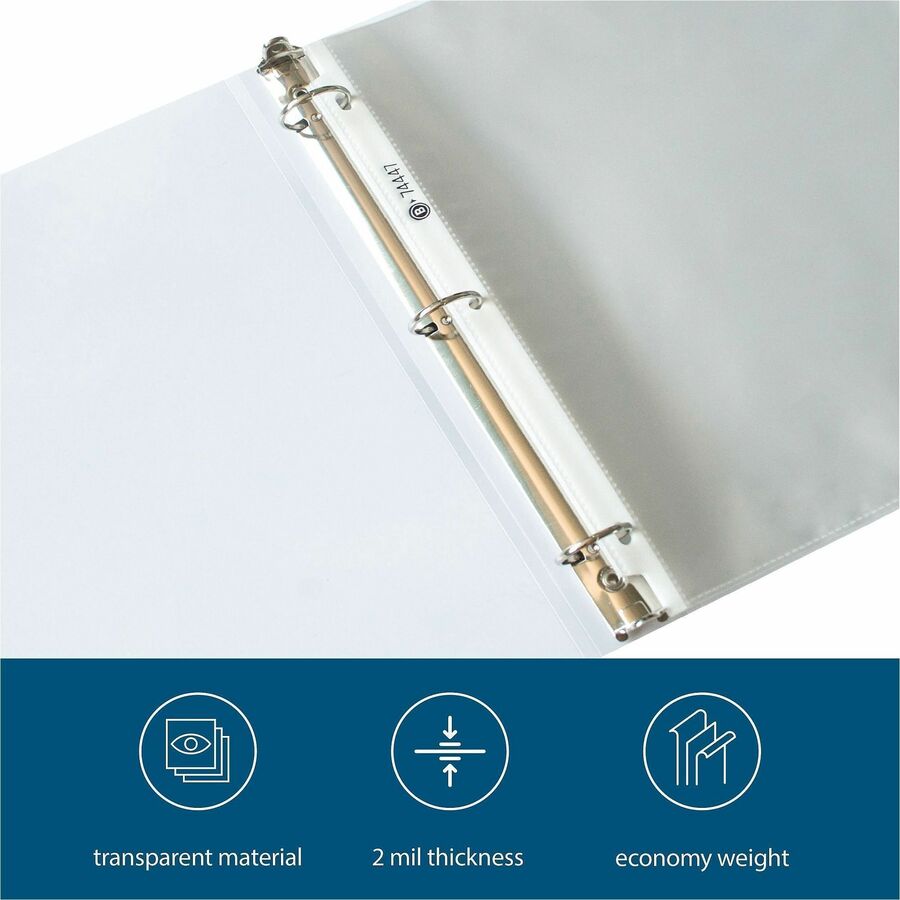 Business Source Economy Weight Sheet Protectors - 11" Height x 9" Width x 2 mil Thickness - For Letter 8 1/2" x 11" Sheet - Ring Binder - Rectangular - Semi Clear - Polypropylene - 100 / Pack