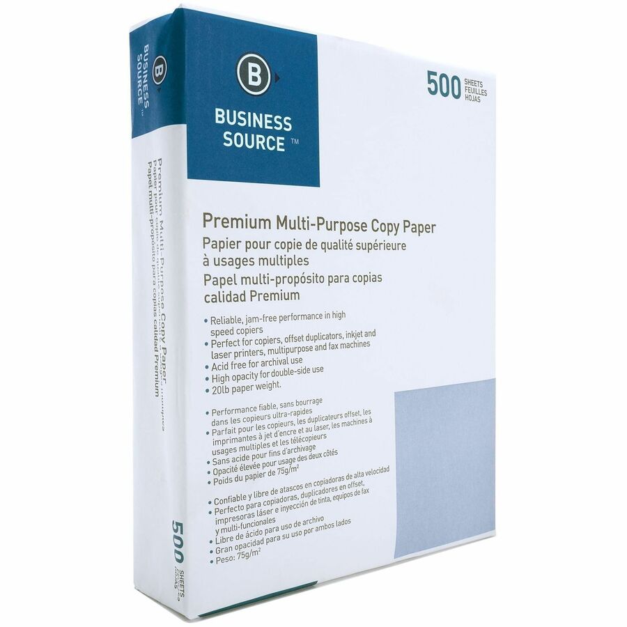92 Brightness - Letter - 8 1/2" x 11" - 20 lb Basis Weight - Acid-free - White - 500 Sheets per Ream - 10 / Carton