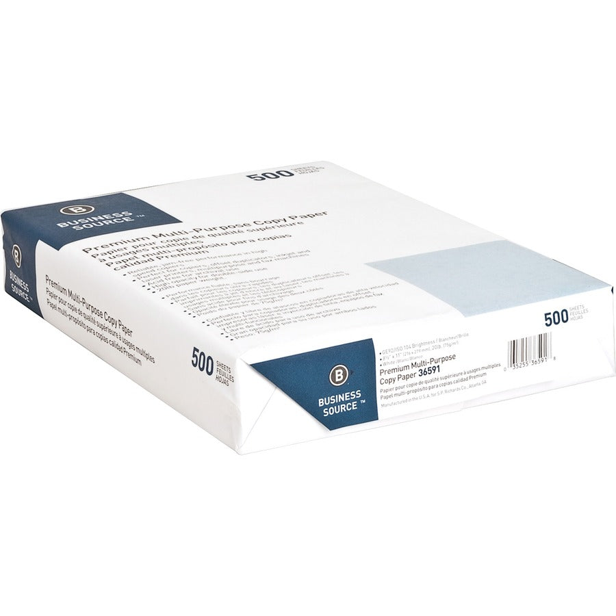 92 Brightness - Letter - 8 1/2" x 11" - 20 lb Basis Weight - Acid-free - White - 500 Sheets per Ream - 10 / Carton