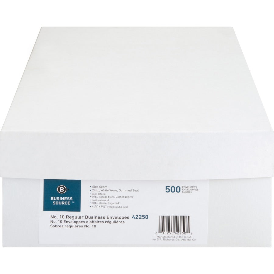 Commercial - #10 - 4 1/8" Width x 9 1/2" Length - 24 lb - Gummed - White - Wove - 500 / Box