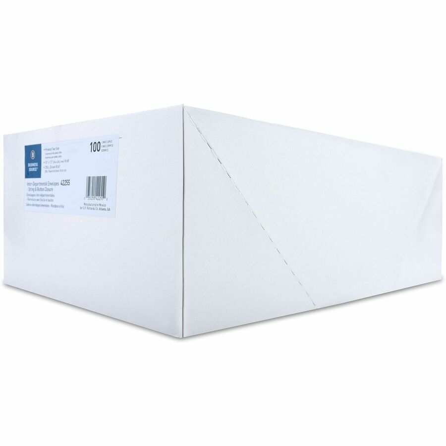 Inter-department - 10" Width x 13" Length - 28 lb - String/Button - Kraft - Kraft - 100 / Box
