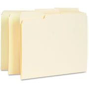 Business Source 1/3 Tab Cut Letter Recycled Top Tab File Folder - 8 1/2" x 11" - Top Tab Location - Assorted Tab Position - 11 pt. - Manila - Manila - 10% Recycled - 100 / Box