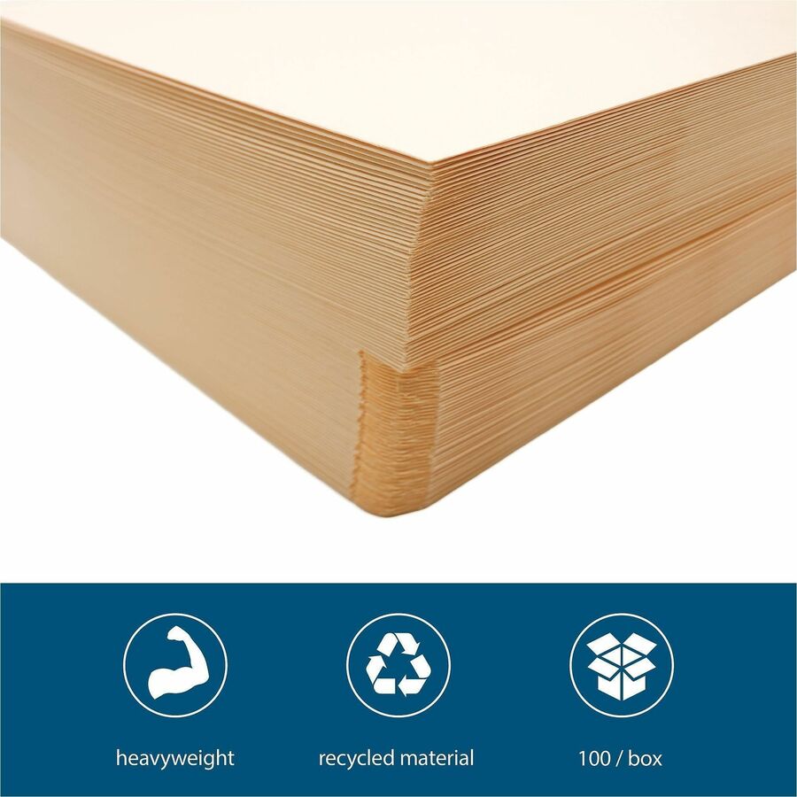 Business Source Letter Recycled File Pocket - 8 1/2" x 11" - 11 pt. - 2 Plys - Manila - Slip Resistant, Reinforced Tab, Heavyweight Cover - 10% Recycled - 100 / Box
