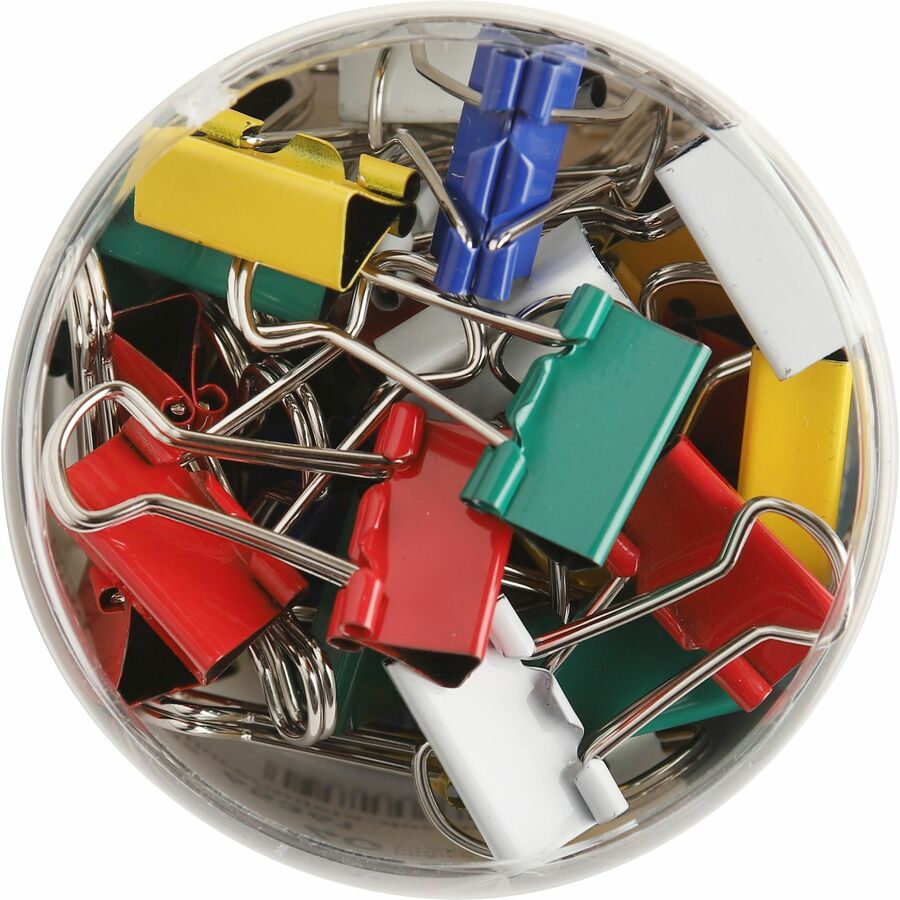 Business Source Colored Fold-back Binder Clips - Small - 0.7" Width - 0.37" Size Capacity - Assorted - Steel - 36 / Pack