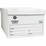 Business Source Lift-off Lid Light Duty Storage Box - External Dimensions: 15" Width x 24" Depth x 10" Height - Media Size Supported: Legal - Lift-off Closure - Light Duty - Stackable - Cardboard - White - For File - Recycled - 12 / Carton