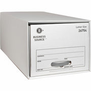 Business Source Drawer Storage Boxes - External Dimensions: 12.5" Width x 23.3" Depth x 10.3" Height - Media Size Supported: Letter - Light Duty - Stackable - White - For File - Recycled - 6 / Carton