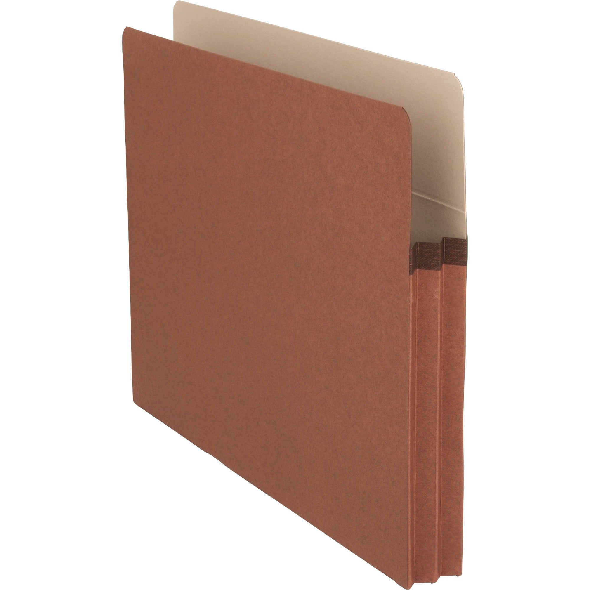 Business Source Straight Tab Cut Letter Recycled File Pocket - 8 1/2" x 11" - 1 3/4" Expansion - Redrope - Redrope - Tyvek Gusset, Reinforced Gusset, Tear Proof, Sturdy, Durable - 30% Recycled - 25 / Box