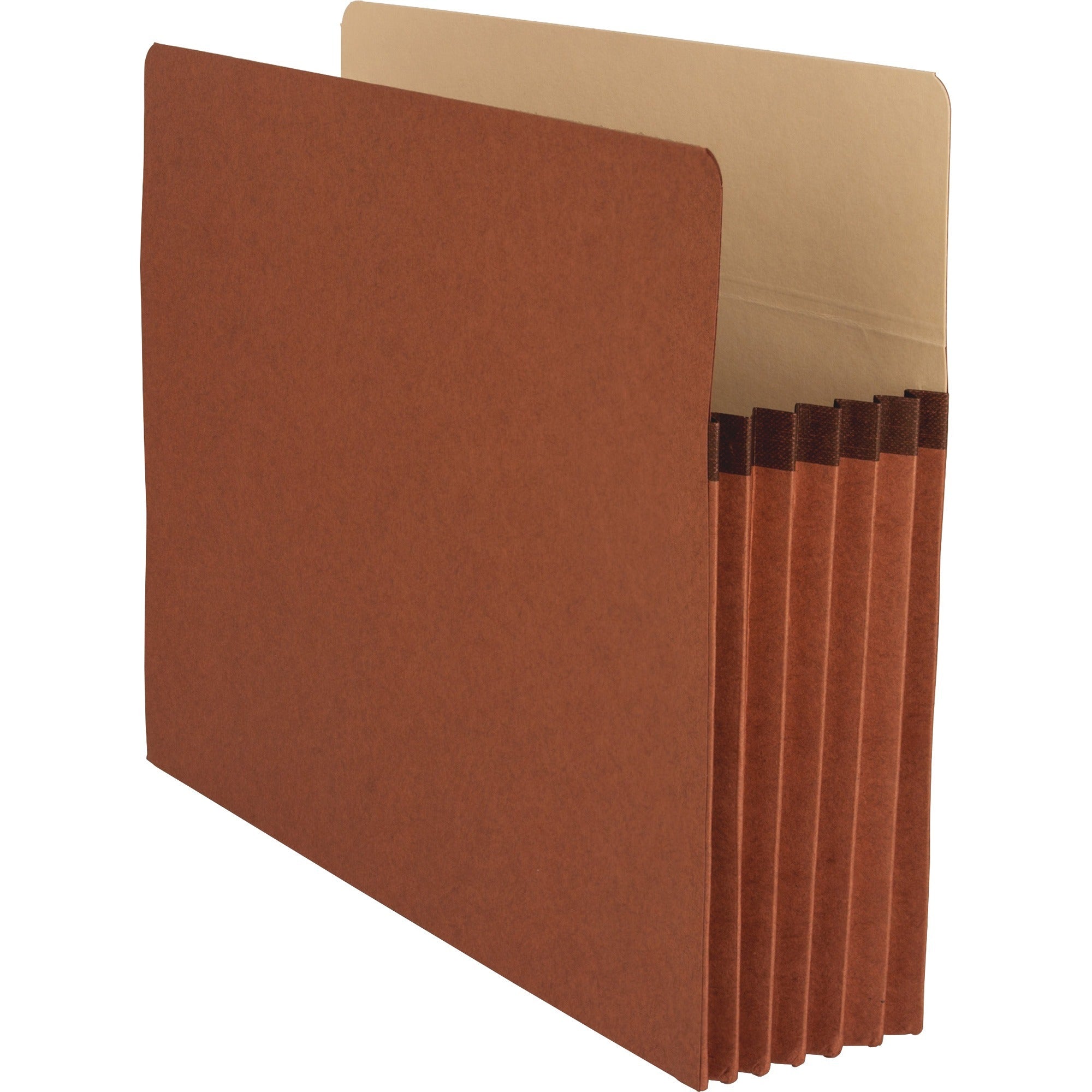 Business Source Straight Tab Cut Letter Recycled File Pocket - 8 1/2" x 11" - 1200 Sheets Capacity - 5 1/4" Expansion - Redrope - Tear Proof, Tyvek Gusset, Reinforced Gusset, Sturdy, Durable - 30% Recycled - 10 / Box