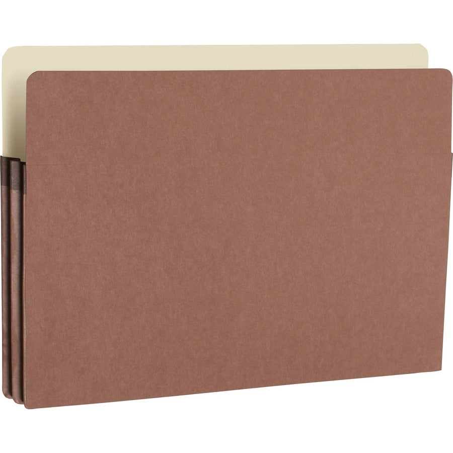 Business Source Straight Tab Cut Legal Recycled File Pocket - 8 1/2" x 14" - 1 3/4" Expansion - Redrope - Redrope - Tear Proof, Tyvek Gusset, Reinforced Gusset - 30% Recycled - 25 / Box