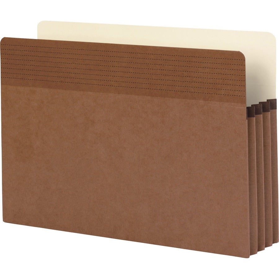 Business Source Straight Tab Cut Legal Recycled File Pocket - 8 1/2" x 14" - 3 1/2" Expansion - Redrope - Redrope - Tear Proof, Tyvek Gusset, Reinforced Gusset - 30% Recycled - 25 / Box