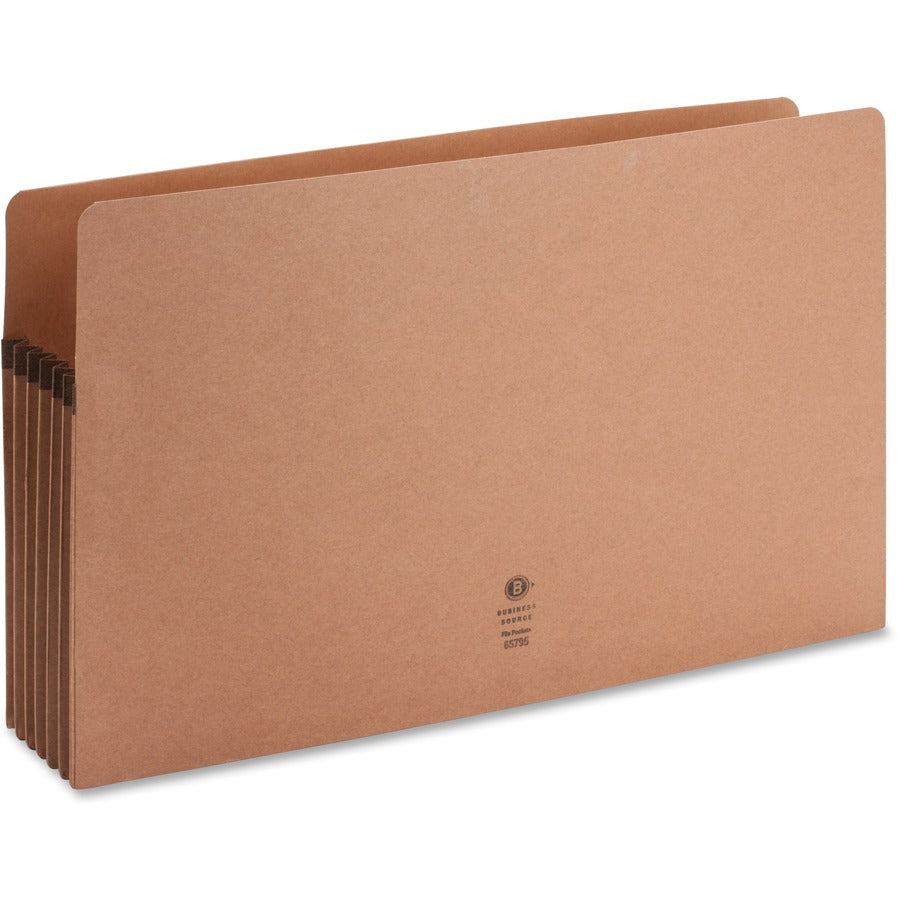 Business Source Legal Recycled File Pocket - 8 1/2" x 14" - 5 1/4" Expansion - Redrope - Redrope - Tear Proof, Tyvek Gusset, Reinforced Gusset - 30% Recycled - 10 / Box
