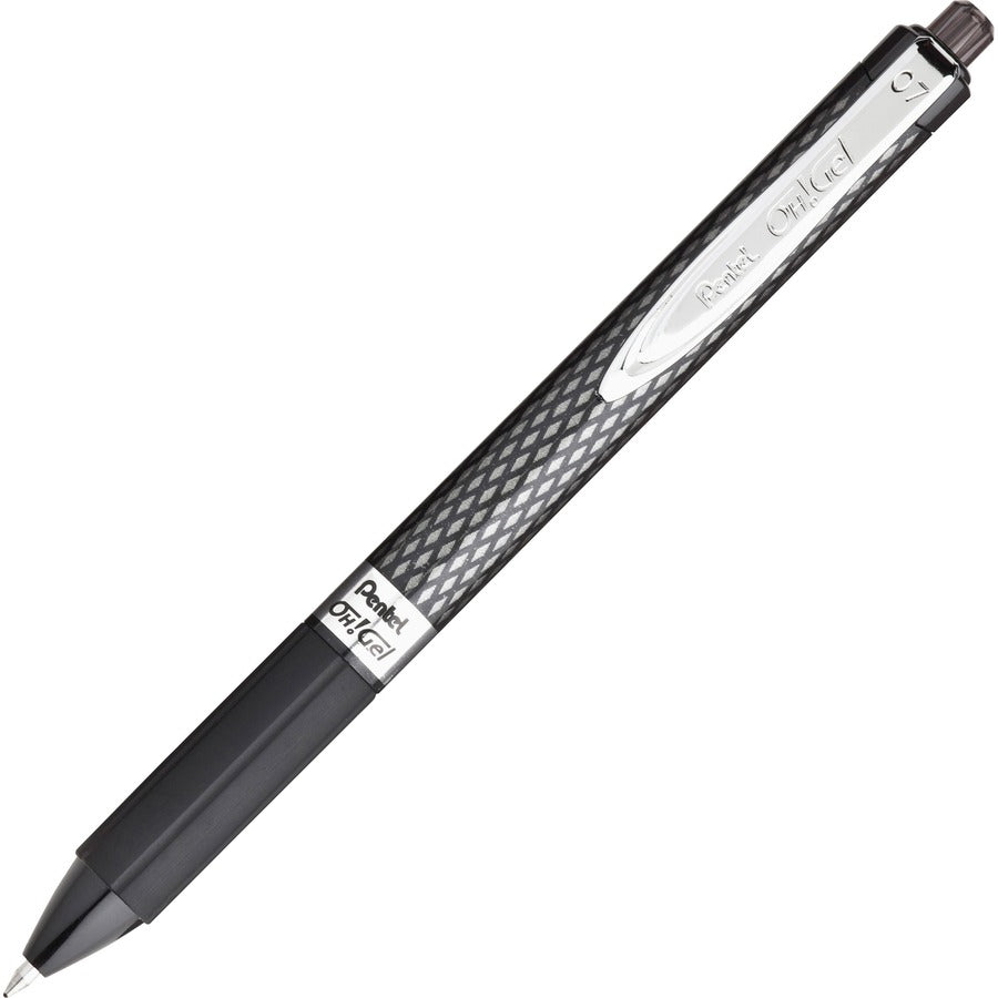 Pentel OH! Medium Point Gel Pens - 0.7 mm Medium Pen Point - Black Ink - Gel-based - Carbon Fiber Barrel - 1 Dozen