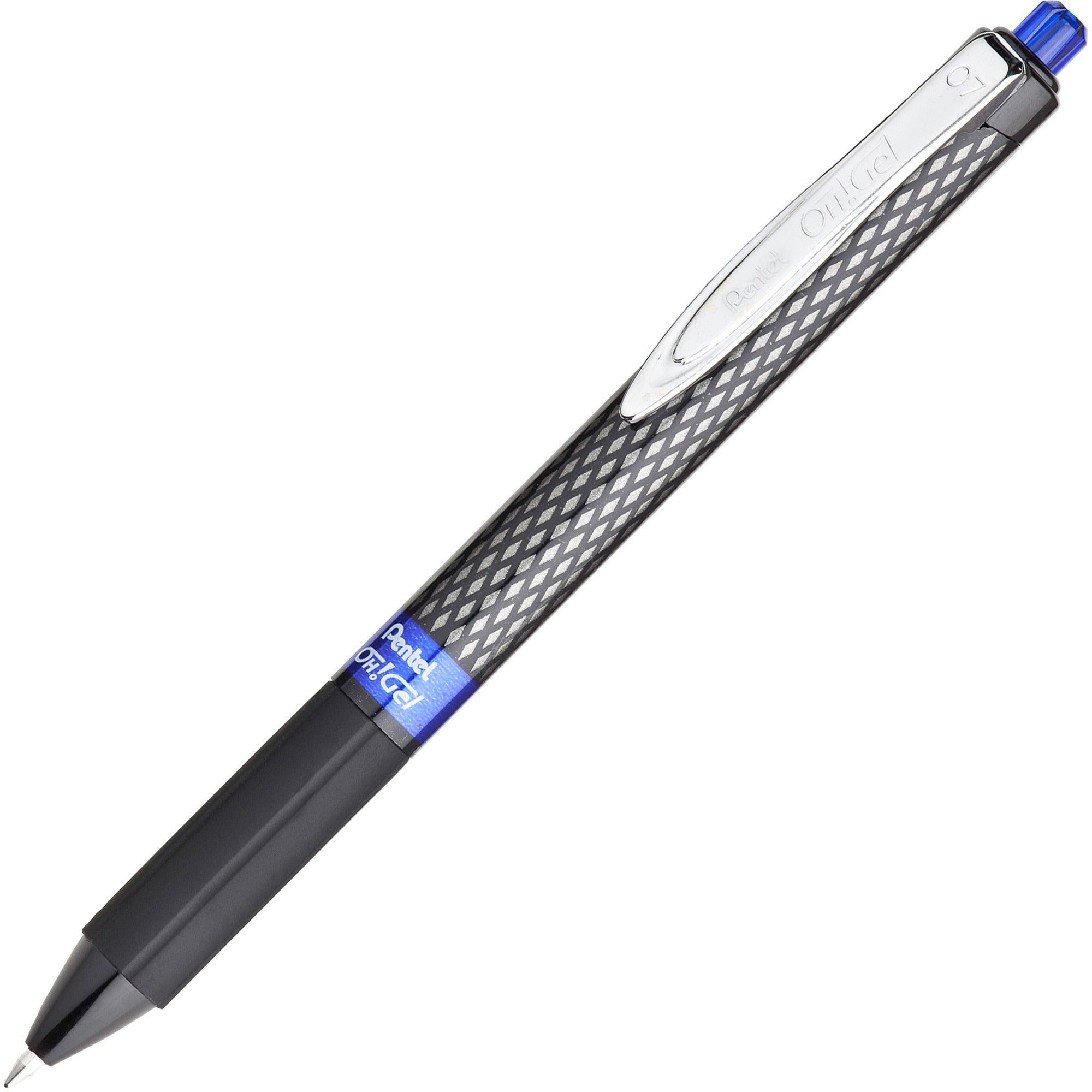 Pentel OH! Medium Point Gel Pens - 0.7 mm Medium Pen Point - Blue Ink - Gel-based - Carbon Fiber Barrel - 1 Dozen