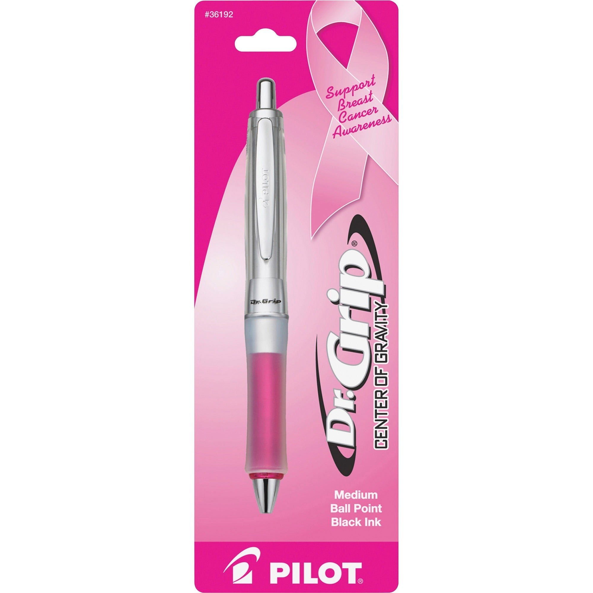 1 mm Medium Pen Point - Refillable - Retractable - Black Ink - Pink Barrel - 1 Each