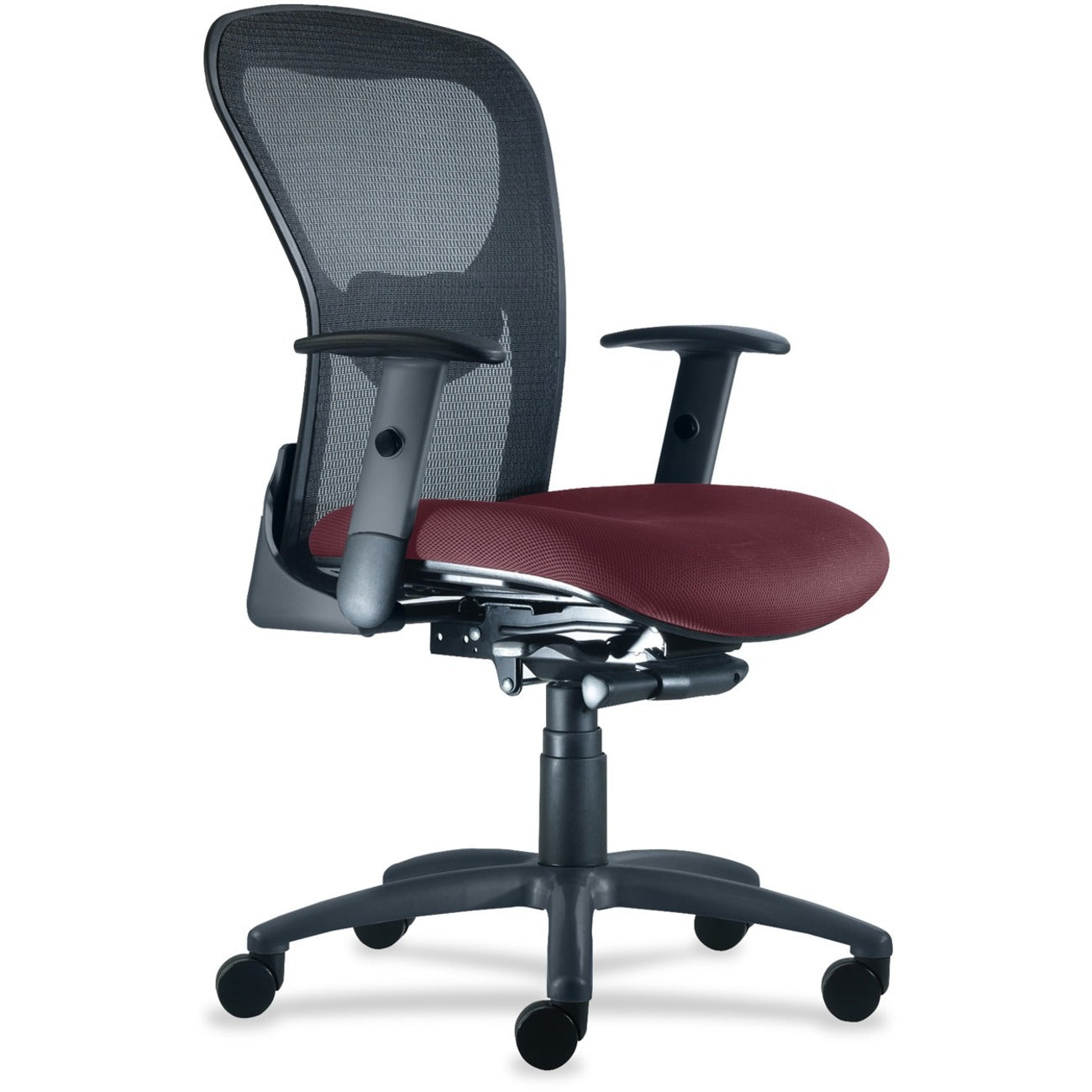 9 to 5 Seating Strata 1560 Mid Back Mesh Chair with Silver Accent - Plum Seat Color - Polyester Seat Material - Acrylic Back Material - 5-star Base - 1 Each