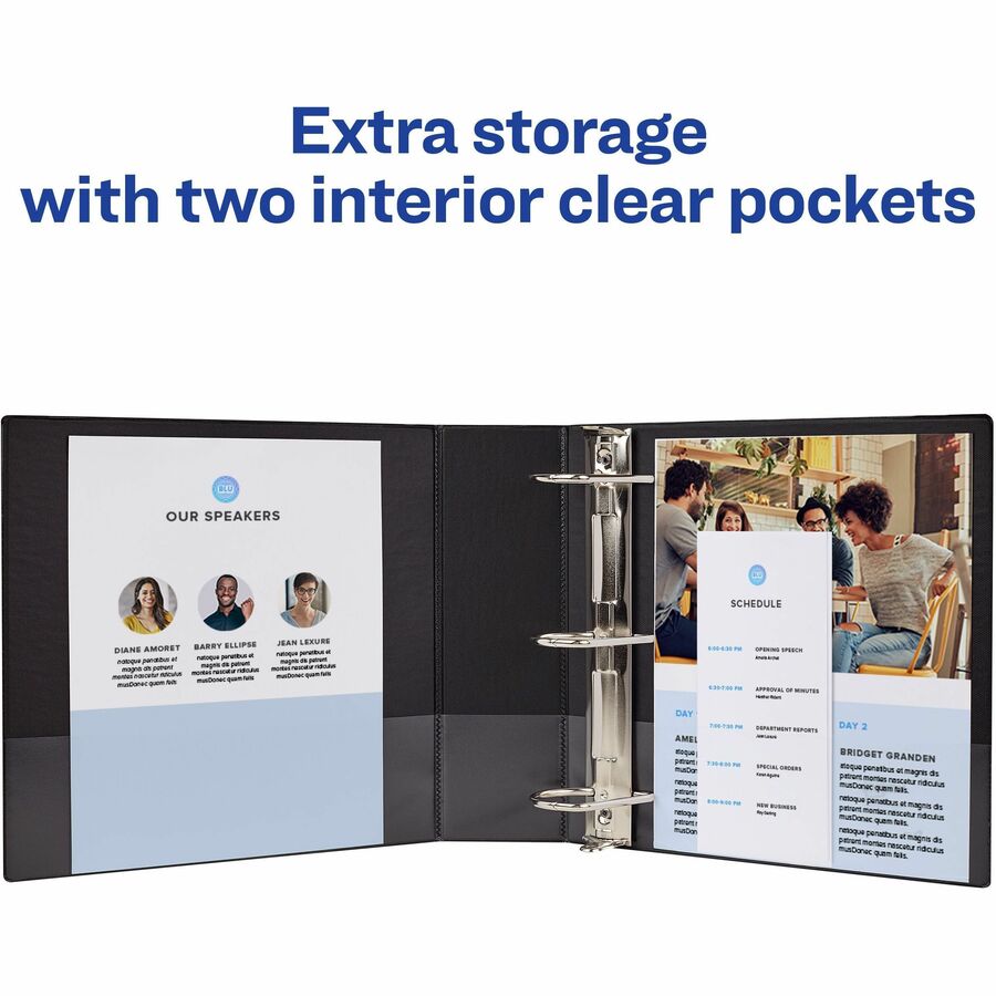 Avery Durable View 3" 3-Ring Binder, Letter Size, 635 Sheet Capacity, Slant Rings, 2 Internal Pockets, Polypropylene, Blue/White, 1 Carton