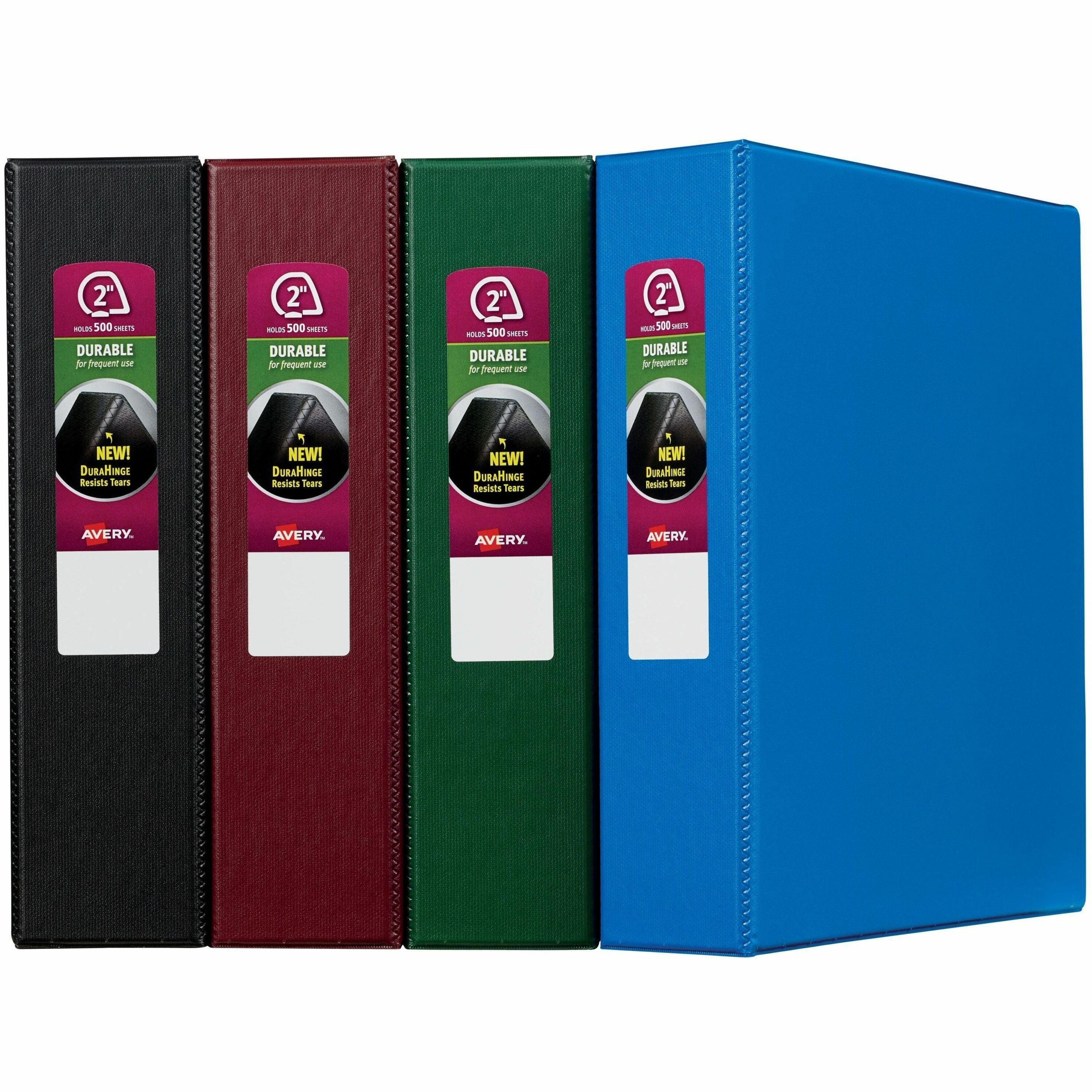 Avery Durable Binder, 2" Capacity, Letter Size, 530 Sheet, 3 Slant Rings, 2 Pockets, Polypropylene, Blue/Maroon, Recycled, 1 Carton