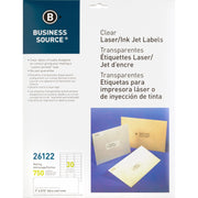 Business Source Mailing Address Labels - 1" Width x 2 3/4" Length - Permanent Adhesive - Rectangle - Laser - Clear - Self-adhesive - 30 / Sheet - 750 / Pack