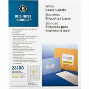 Business Source Address Laser Labels - 1/2" Width x 1 3/4" Length - Permanent Adhesive - Rectangle - Laser - White - Lignin-free, Jam-free - 80 / Sheet - 100 Total Sheets - 8000 / Pack