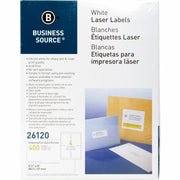 Business Source Bright White Premium-quality Address Labels - 3 1/2" Width x 5" Length - Permanent Adhesive - Rectangle - Laser, Inkjet - White - Lignin-free, Jam-free - 4 / Sheet - 100 Total Sheets - 400 / Pack