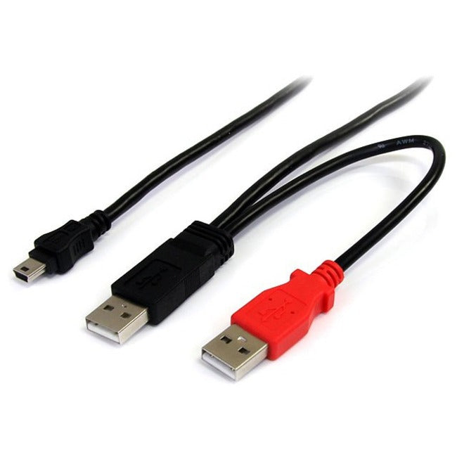 StarTech.com 1 ft USB Y Cable for External Hard Drive USB A to mini B