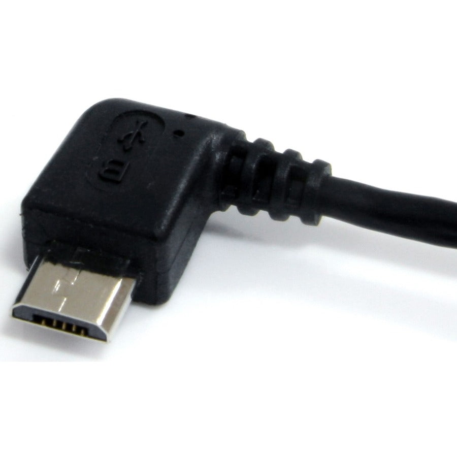 StarTech.com 1 ft Micro USB Cable, USB-A Male to Left Angle Micro-B Male, 480 Mbps, Shielded, Black, 1 Each