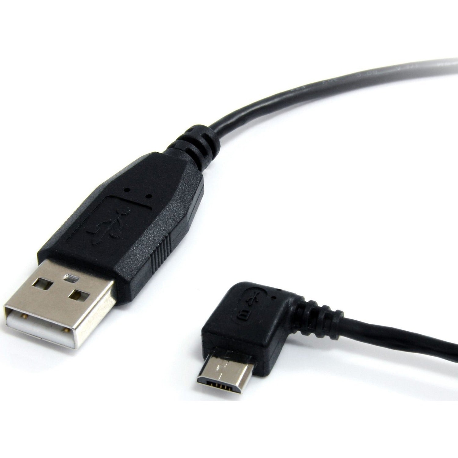 StarTech.com 1 ft Micro USB Cable, USB-A Male to Left Angle Micro-B Male, 480 Mbps, Shielded, Black, 1 Each