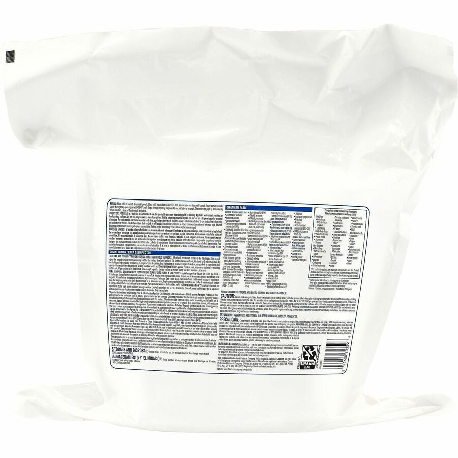 For Healthcare - Ready-To-Use - 12" Length x 12" Width - Recommended For: Bacteria Remover, Virus Remover, Fungi Remover, Germs Remover - Disinfectant, Anti-bacterial - White - 110/Bag - 1 Each