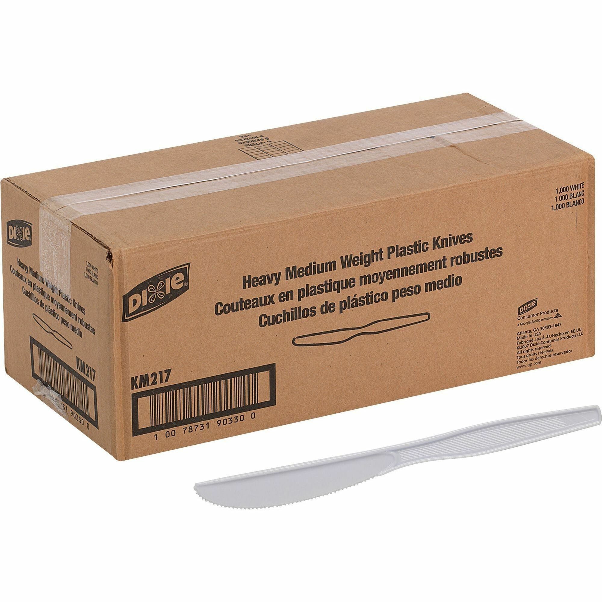 Dixie Medium-weight Disposable Knives by GP Pro - Utility Knife - 1 x Utility Knife - White - 1 Carton