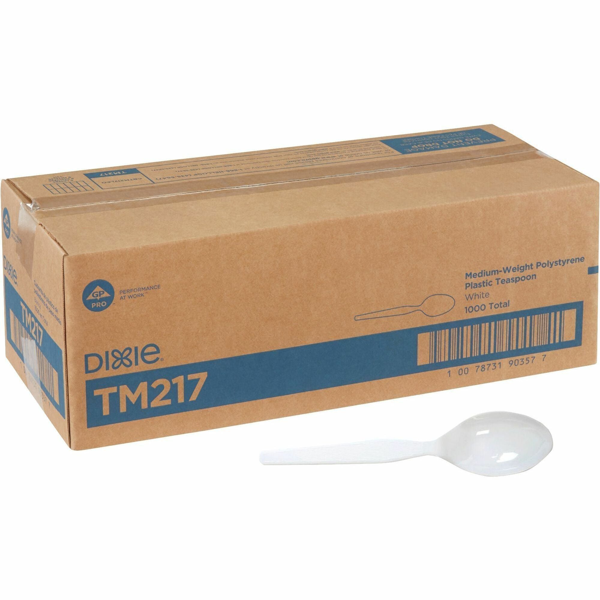 Dixie Medium-weight Disposable Teaspoons by GP Pro - Teaspoon - 1 x Teaspoon - White - 1 Carton