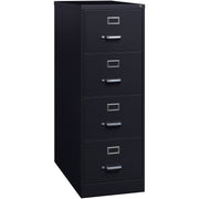 Lorell Fortress Series 26-1/2" Commercial-Grade Vertical File Cabinet - 18" Width x 26.5" Depth x 52" Height - 4 x Drawer(s) for File - Legal - Vertical - Lockable, Ball-bearing Suspension, Heavy Duty - Black - Steel - Recycled