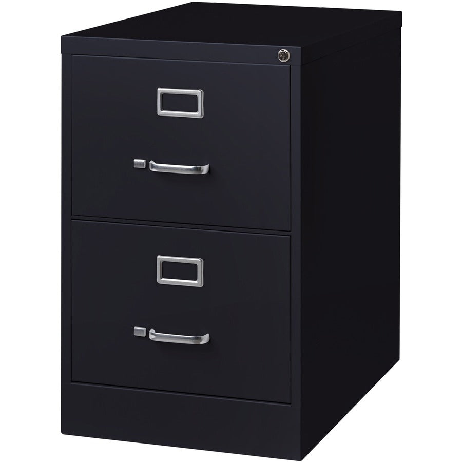 Lorell Fortress Series 26-1/2" Commercial-Grade Vertical File Cabinet - 18" Width x 26.5" Depth x 28.4" Height - 2 x Drawer(s) for File - Legal - Vertical - Lockable, Ball-bearing Suspension, Heavy Duty - Black - Steel - Recycled