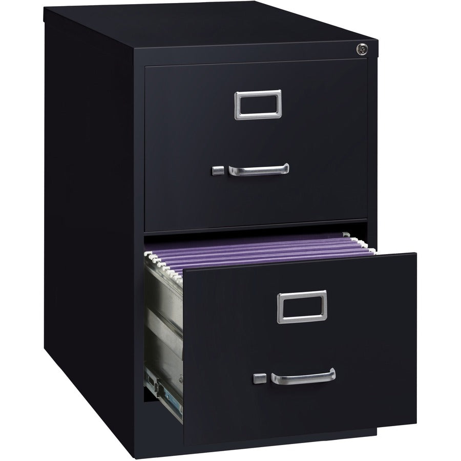 Lorell Fortress Series 26-1/2" Commercial-Grade Vertical File Cabinet - 18" Width x 26.5" Depth x 28.4" Height - 2 x Drawer(s) for File - Legal - Vertical - Lockable, Ball-bearing Suspension, Heavy Duty - Black - Steel - Recycled